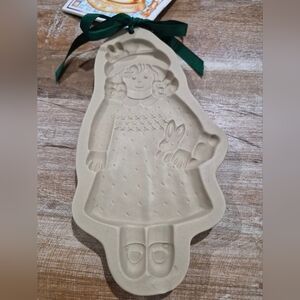 Vintage 1992 Hill Design Stoneware Style Cookie Mold with Girl and Bunny+ Recipe
